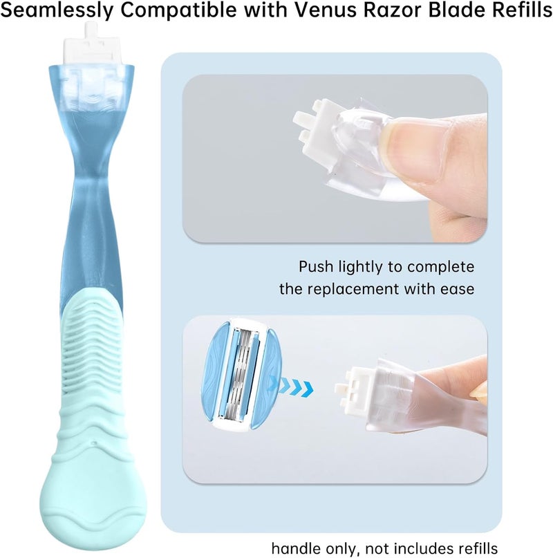 TEITEAI 2 Pack Replacement Razor Handle Compatible with Venus only, Blue - Image 2
